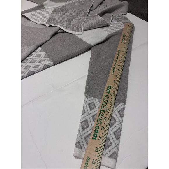 Evolution By Cyrus Sz L Grey Diamond Duster Waterfall Drape Cardigan Colorblock - Picture 8 of 9